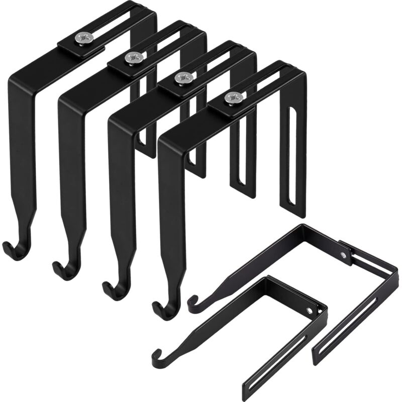Lot de 4 crochets de porte universels réglables pour cloisons métalliques (noir)