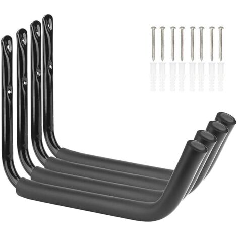 Lot de 4 crochets de rangement robustes pour kayak, bras de 38 cm, support mural pour garage, planche de surf, échelle, capacité maximale de 25 kg (27 cm x 38 cm)