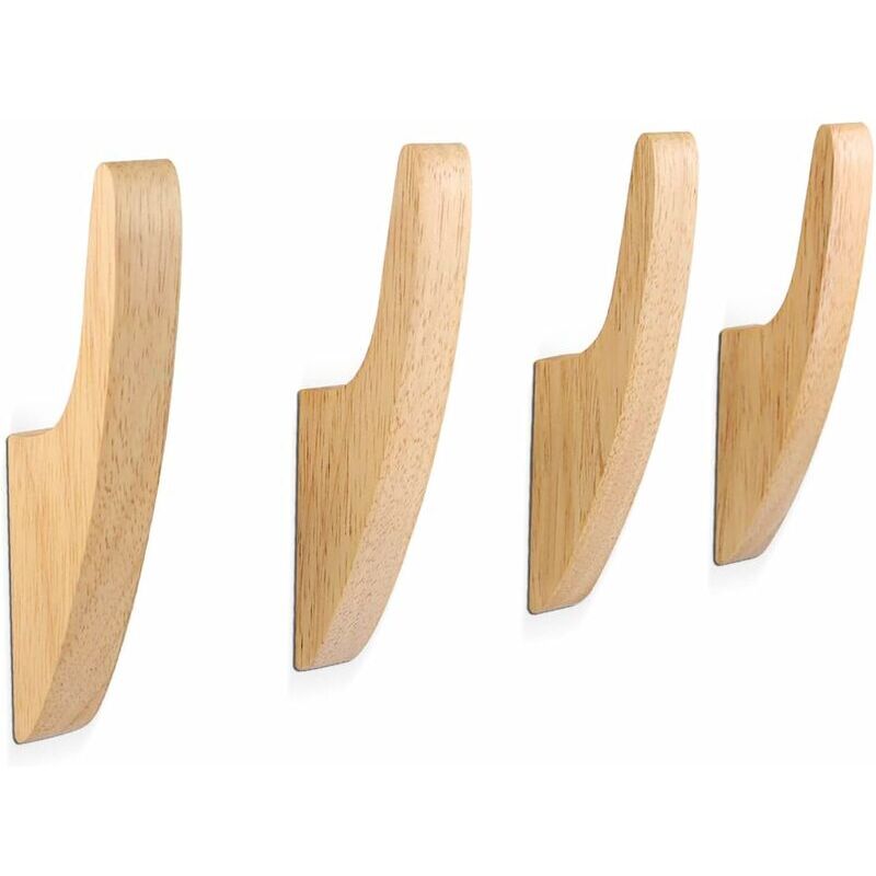 Lot de 4 Crochets et Patères pour la Maison, Porte Manteau Mural Bois, Patere Murale Bois Vintage Multifonctionnelles, Crochet Salle de Bain, Crochet