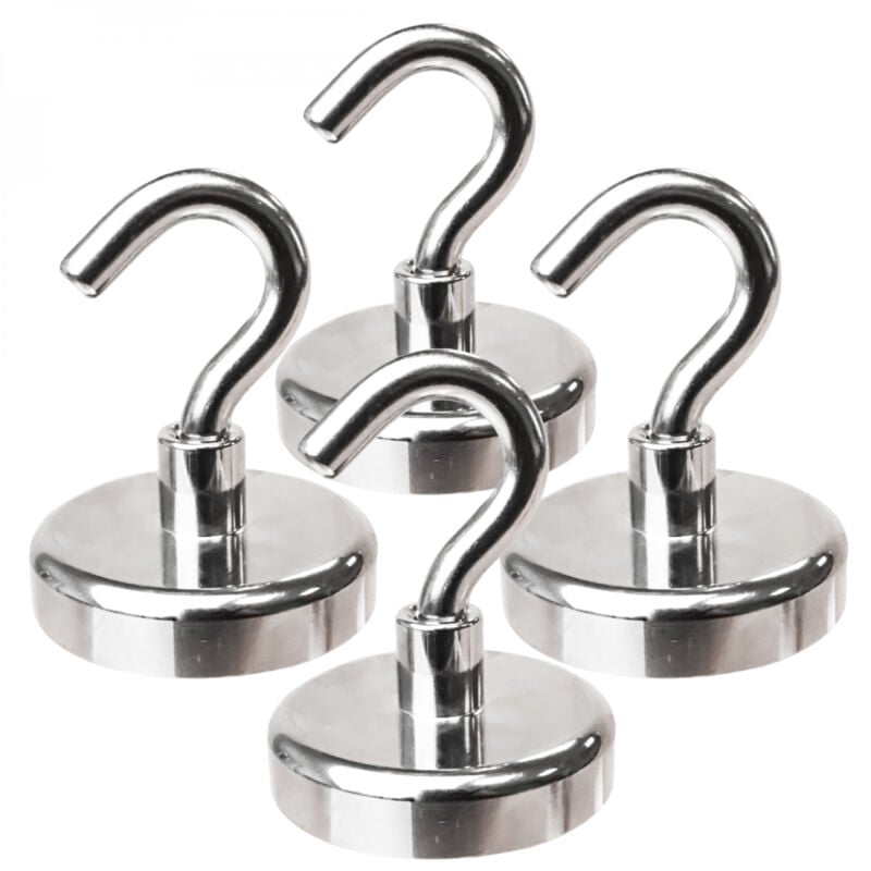 Linxor - Lot de 4 crochets magnétiques diamètre 6mm - KN48 - Chromé