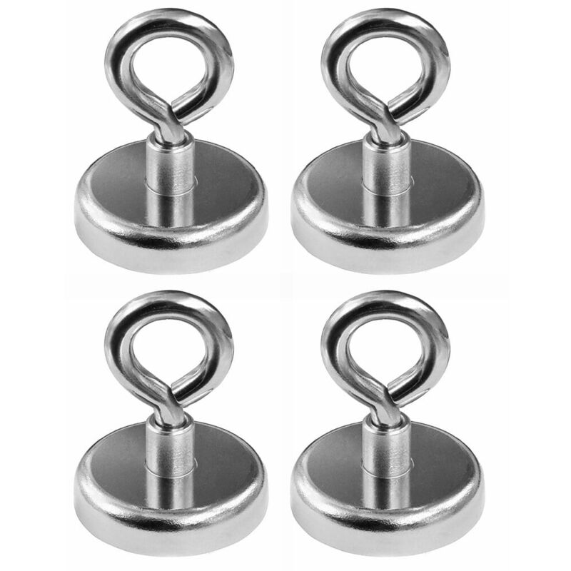 Lot de 4 crochets magnétiques pratiques avec trou fraisé et boulon à œil pour fixation robuste