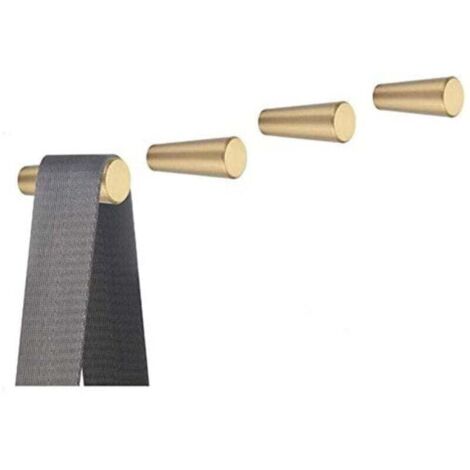 Lot de 4, Crochets Mural en Laiton Brossé, 40 mm x 15 mm, Crochets Porte-serviettes Manteau Dorés pour Salle de Bain, Porte-patères, Cintres Serv
