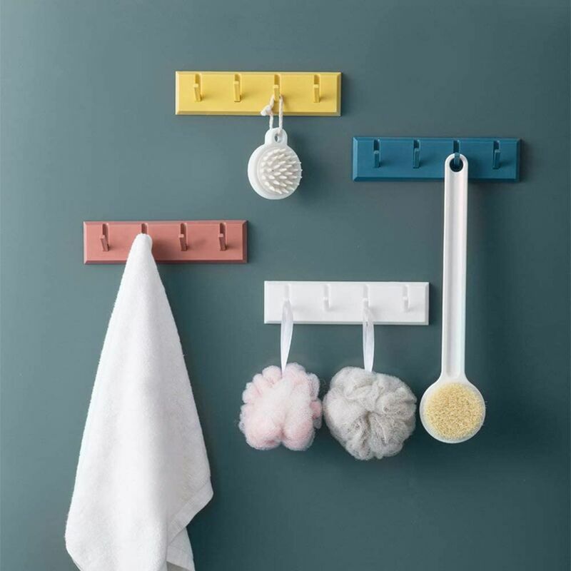 Lot de 4 crochets muraux autocollants pour suspendre des manteaux, serviettes, peignoirs, clés