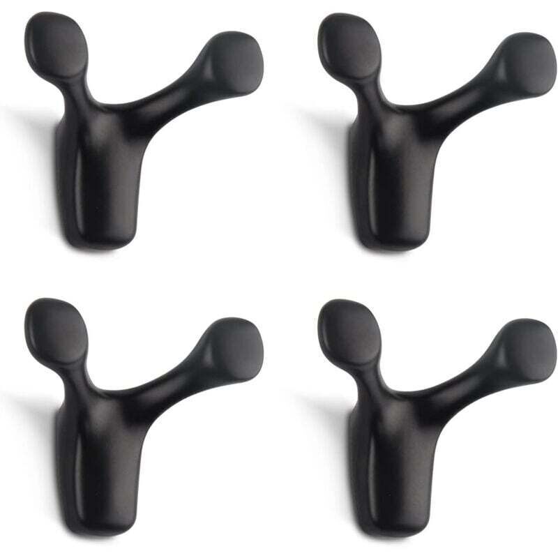 Lot de 4 crochets muraux doubles, robustes, en alliage de zinc massif, en forme de bois de cerf, pour salle de bain, chambre, cuisine, vis incluses