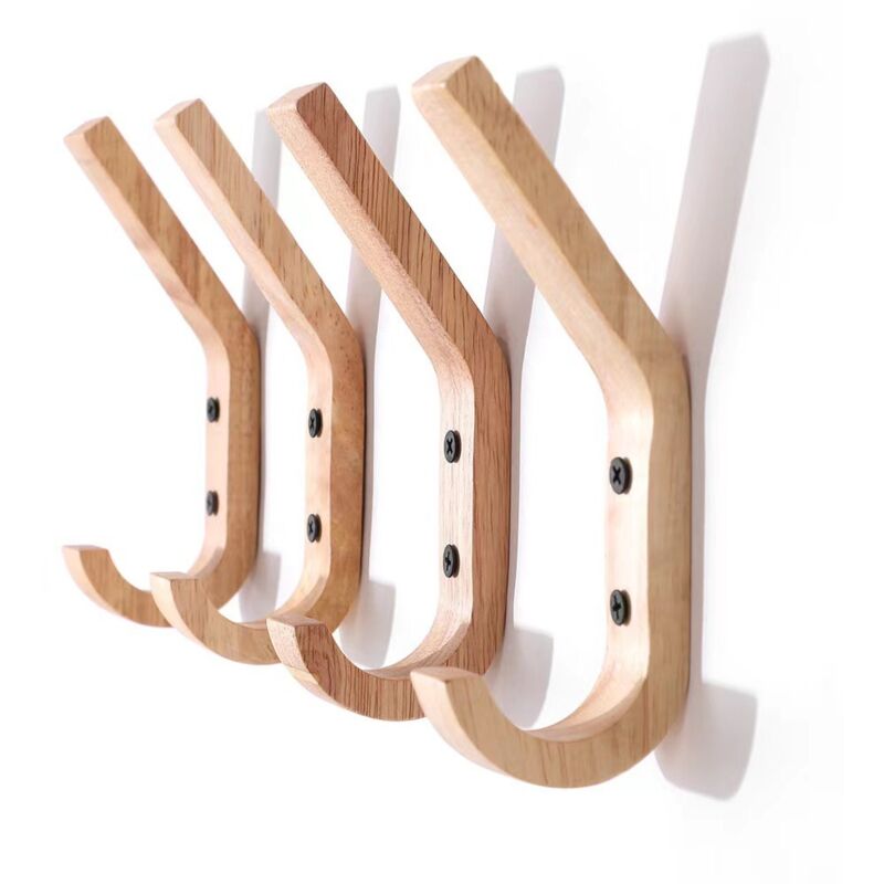 Lot de 4 crochets muraux en bois pour manteaux, crochets d'entrée robustes pour suspendre les manteaux