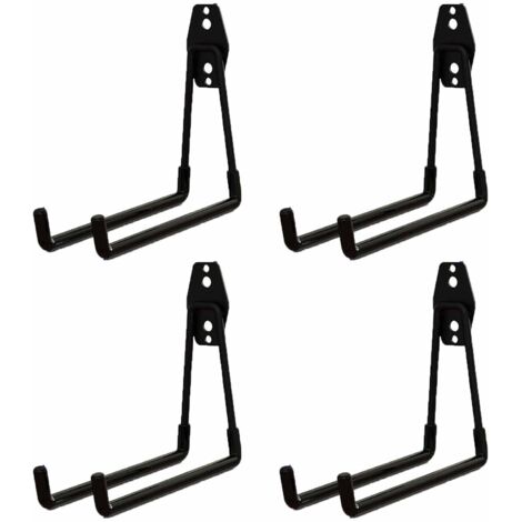 Lot de 4 crochets muraux en caoutchouc pour garage, charges lourdes, pour échelle, appareils, chaise, tuyau, vélos (noir)