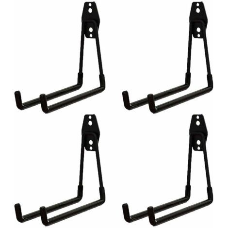 Lot de 4 crochets muraux en caoutchouc pour garage, charges lourdes, pour échelle, appareils, chaise, tuyau, vélos (noir)
