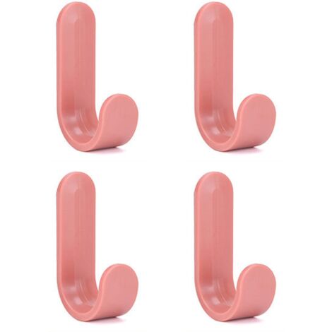 Lot de 4 crochets muraux simples en forme de J, style nordique - 4 pièces rouges
