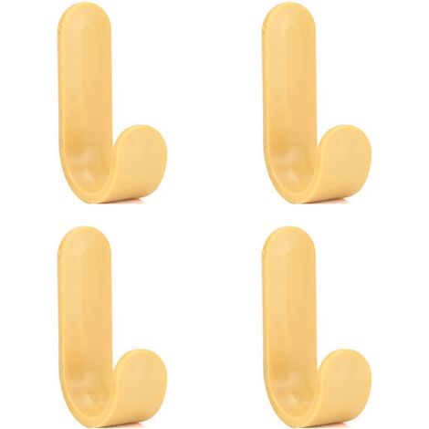 Lot de 4 crochets muraux simples en forme de J, style nordique - Jaune