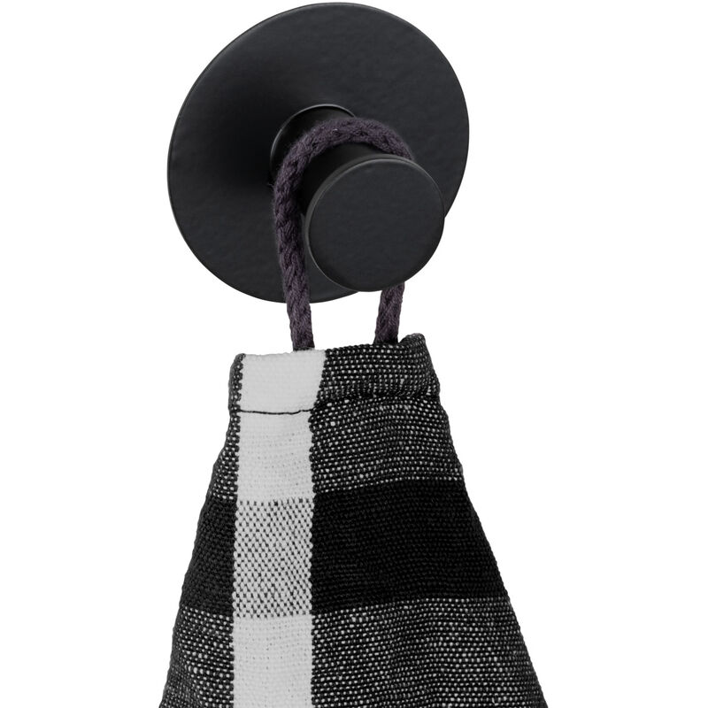 Crochet adhésif WENKO Celano 4 pièces noir inox sans perçage crochet mural adhésif noir porte-serviette autocollant design salle de bain crochet pour peignoir en inox noir rangement pratique maison
