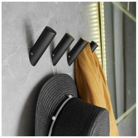 Lot de 4 crochets noirs robustes pour peignoirs, patères, crochets muraux de salle de bain, 8,22,5 cm