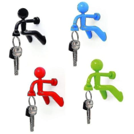 Lot de 4 crochets porte-clés magnétiques solides avec motif grimpeur mural