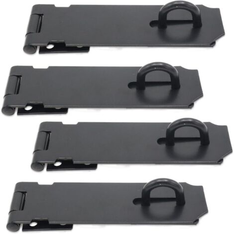 Lot de 4 crochets pour cadenas en acier inoxydable robuste de 12,7 cm (5 pouces), crochets de porte noirs, loquet de sécurité avec vis, parfaits pour les portes extérieures, les abris de jardin, les a