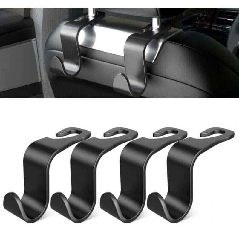 Lot de 4 crochets pour dossier de siège de voiture - Accessoires de voiture pour intérieur - En plastique noir - Convient pour sacs à main, sacs de