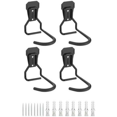 Lot de 4 Crochets Vélo, Supports de Cintre de Vélo en Fer, Support Mural de Rangement pour Vélos Robuste en Forme de L, Support Vertical de Vélo Pratique pour Maison Garage, Noir