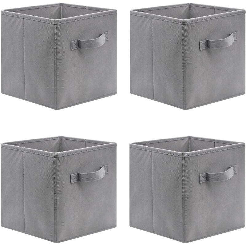 Lot de 4 cubes de rangement pliants, 26 x 26 x 28 cm Boîtes de Rangement Ouvertes en Textile Non-Tissé, Tiroir en Tissu, pour jouets Vêtements
