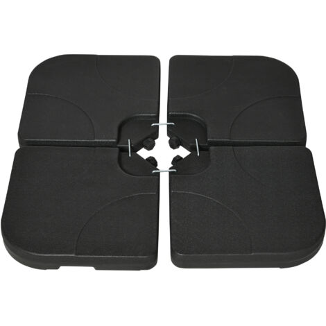Lot de 4 dalles de lestage carrées noires pour parasols déportés à pied en croix