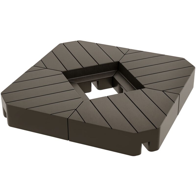 Lot de 4 dalles de lestage parasol déporté piètement croix - à lester eau ou sable - hdpe chocolat