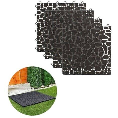 LOT DE 4 DALLES DE SOL EXTÉRIEUR GARDEN FLOORING 30 X 30 CM NOIR