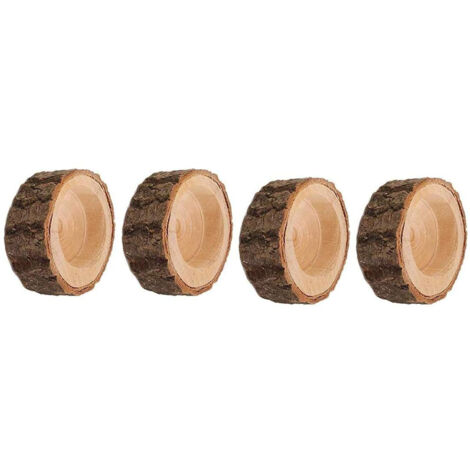 Lot de 4 décorations artisanales en bois – Objets décoratifs faits main