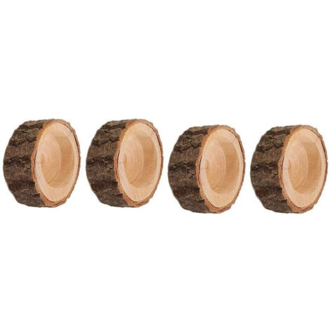 Lot de 4 décorations artisanales en bois – Objets décoratifs faits main