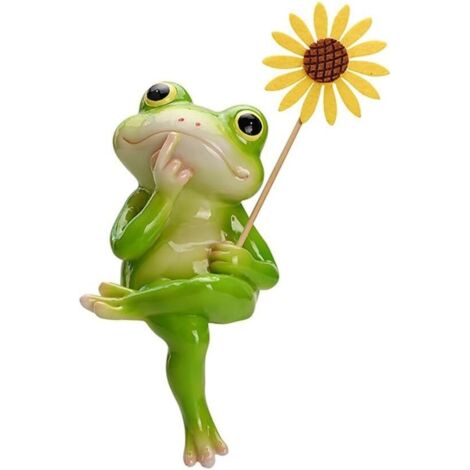Lot de 4 décorations en résine en Forme de Grenouille pour décoration de Jardin, étang, Fontaine et Pot de Fleurs d'intérieur