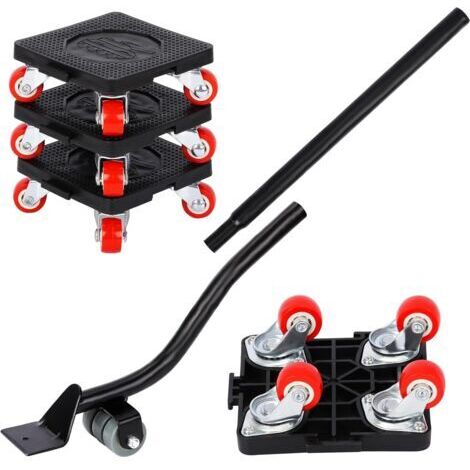 Lot de 4 Deplace Meuble,Planches pour Déménagement de Meubles avec Outil de Levage,Capacité de 400kg,roulettes pour Un Transport Facile,Rotation à 360°