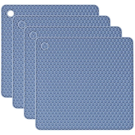 Lot de 4 dessous de plat en silicone antidérapant, réutilisables, résistants à la chaleur – bleu nordique