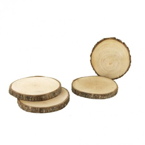 Lot de 4 dessous de verre rondin en bois - 9 x 9 cm - Livraison gratuite