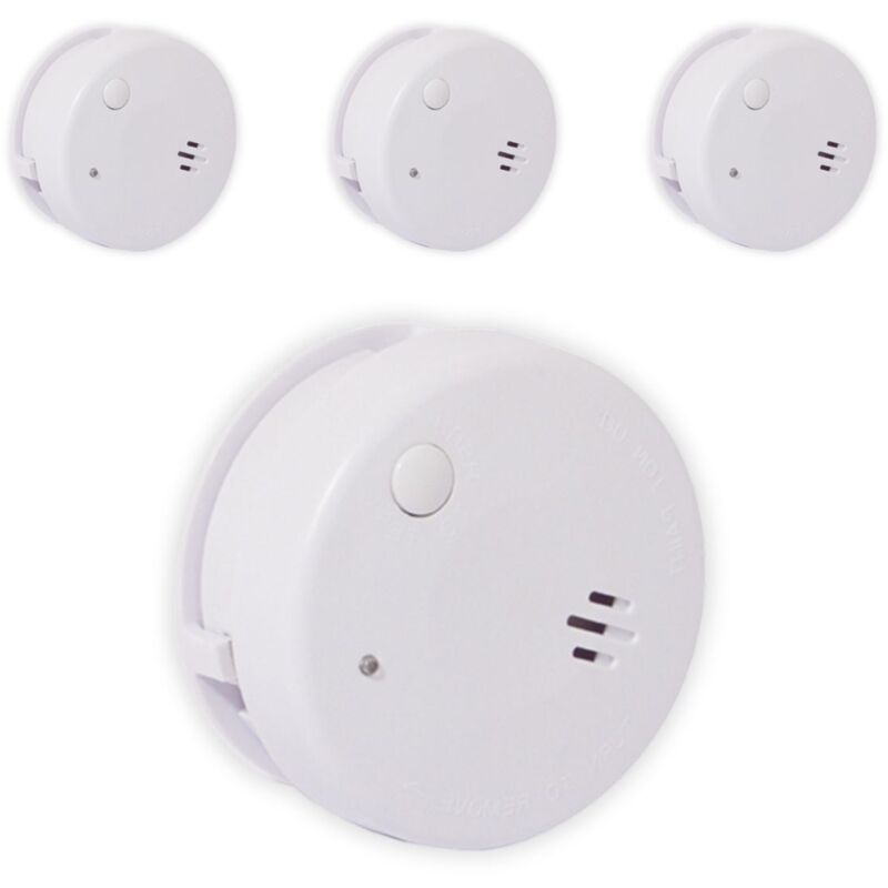 Chacon - Lot de 4 détecteurs de fumée à piles - 25m² - 85dB - Blanc