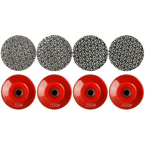 Lot de 4 disques à meuler diamantés électroplaqués de 50 mm (2 pouces) - filetage 5/8"-11, adaptés au marbre, au quartz et à la céramique - accessoires pour meuleuse d'angle de dressage et de meulage.