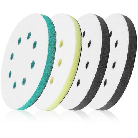 Lot de 4 disques de ponçage en mousse de 12,7 cm (5 po) - Remplacement pour ponceuse orbitale (8 trous)