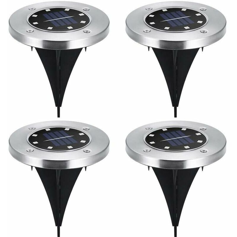 Lot de 4 disques solaires à led spots de jardin à planter - Ulisem