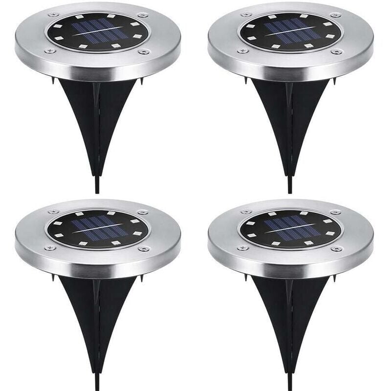 Fei Yu - Lot de 4 disques solaires à led spots de jardin à planter,lumière blanche