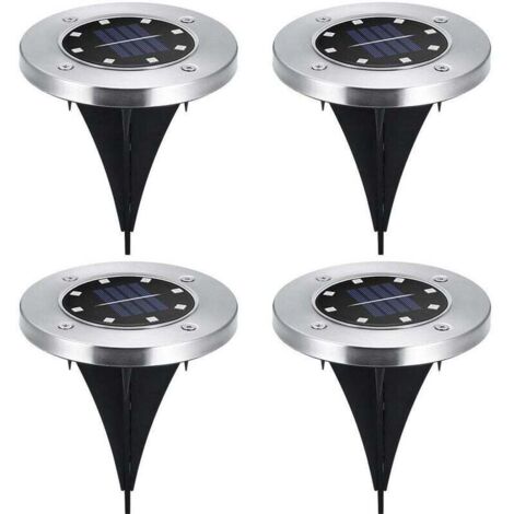 Lot de 4 disques solaires à LED spots de jardin à planter，lumière blanche