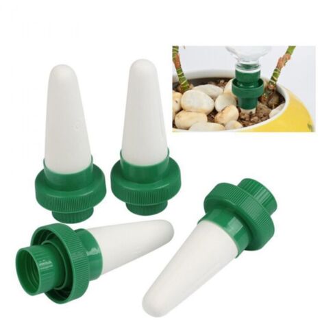 Lot de 4 distributeurs d'arrosage automatique pour plantes, tête conique en céramique, bec verseur, irrigation goutte à goutte pour jardin, plantes d'intérieur et fleurs