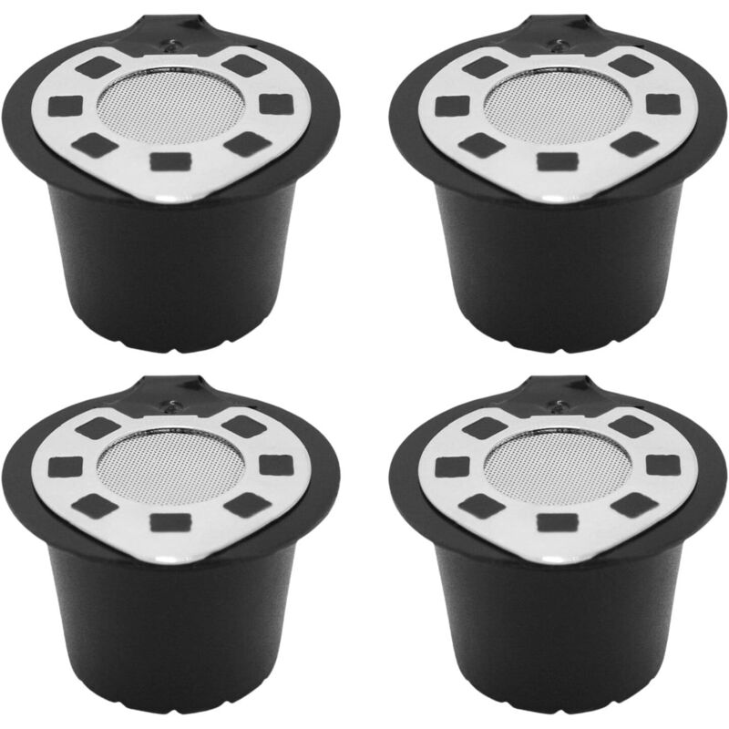 Lot de 4 dosettes de café rechargeables - Passe au lave-vaisselle - Avec couvercle en acier inoxydable