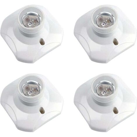 Lot de 4 Douille Plafond E27 à Visser, Douille E27 Garage, AC 220-240V, Support Douille pour Ampoule LED, Base Plafonnier Culot E27, Base de Lampe Plastique Blanche pour Lampe au Mur