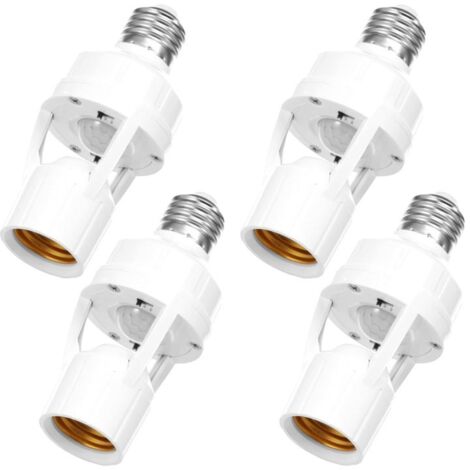 Lot de 4 douilles à détecteur de mouvement, douille intelligente E26/E27 avec vis, adaptateur de douille automatique, douille pour ampoule de