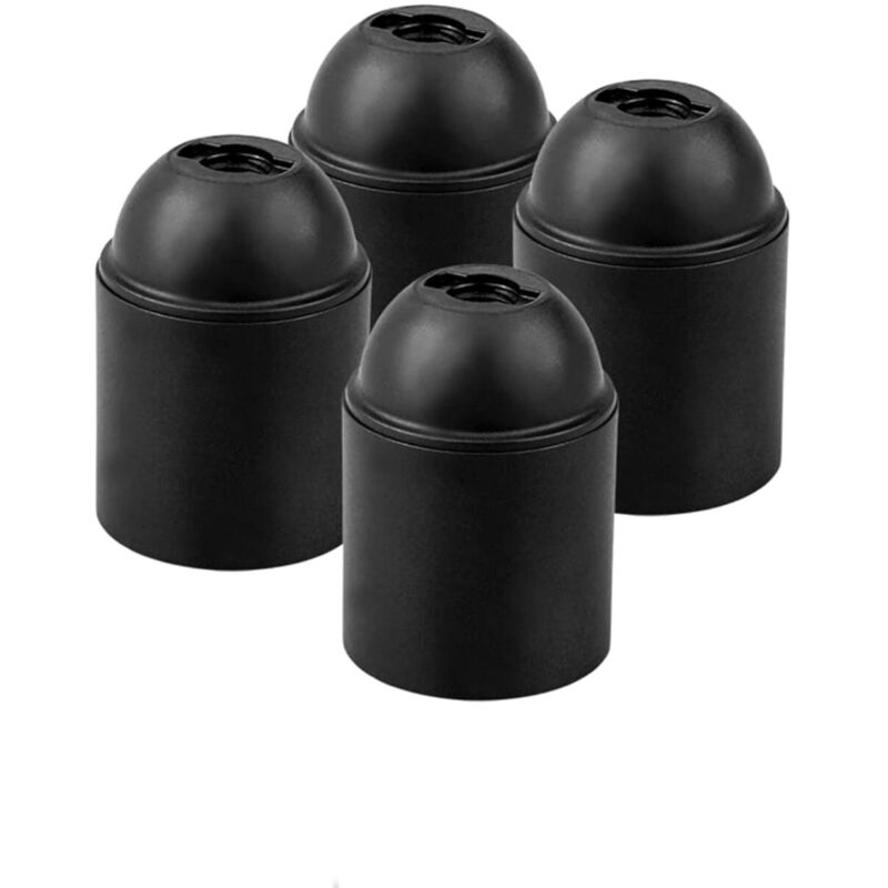 Lot de 4 douilles E27 noires unies Montage M10x1 Culot d'ampoule exposé E27 avec filetage grossier
