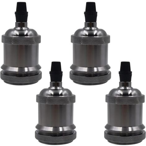 Lot de 4 douilles E27 vintage, culot E27,en plastique, pour plafonniers, lampadaires, suspensions, couleur noir perlé