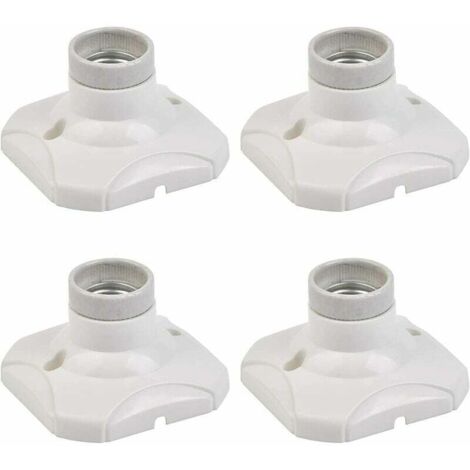 Lot de 4 douilles murales E27 blanches avec filetage, support de lampe pour montage mural