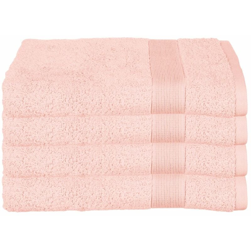 Lot de 4 Draps de bain en Coton Rose tissu éponge 70 x 130 cm Atmosphera