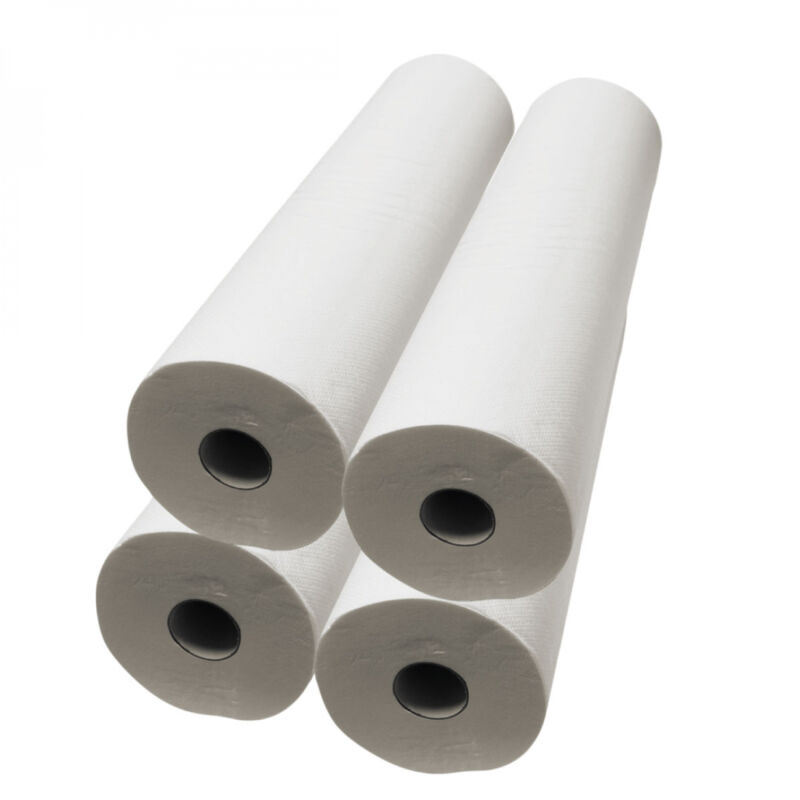 Lot de 4 draps d'examen blanc 50cm x 46m - 34g/m2 double épaisseur aspect gaufré 100% pure ouate - Vivezen