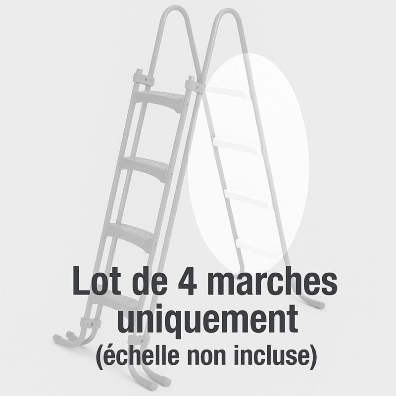 Lot de 4 échelons Blancs d'échelle de piscine + visserie