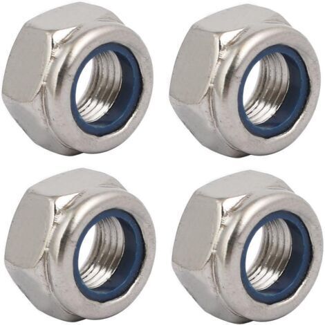 Lot de 4 écrous de blocage filetés à gauche M12 x 1,25 mm en acier inoxydable 304