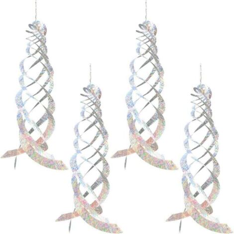 Lot de 4 Effaroucheur Pigeons, Anti Pigeons Bande Répulsifs Réfléchissants à Suspender Moulin à Vent pour Balcon et Jardin Exterieur