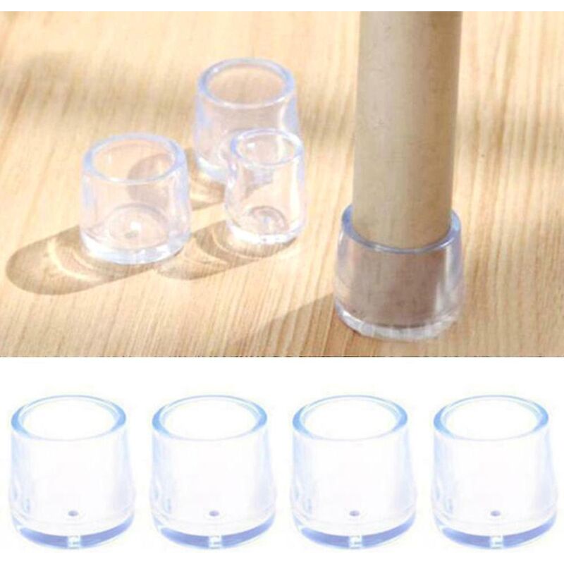 Lot de 4 embouts transparents en silicone pour pieds de table et de chaise