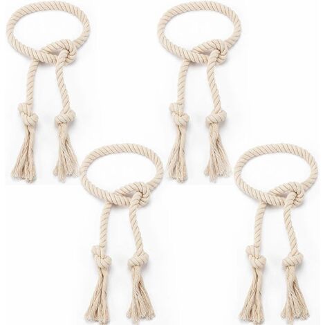 Lot de 4 embrasses de rideau en coton naturel - Corde de retenue de rideau de style village, retenues décoratives de rideau pour embrasse de draperie de style rural