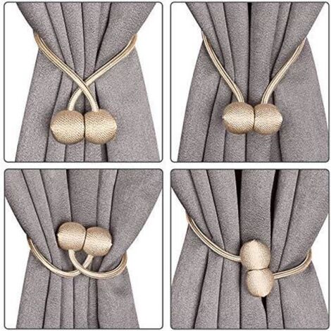 Lot de 4 Embrasses de Rideaux Décoration , Embrasses Boucle Aimantée Tressage Décoration Boucle pour Décoration de Bureau Maison